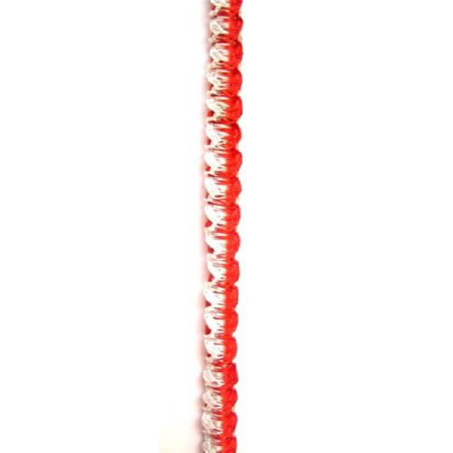 Red-White Elastic Cord for DIY Bracelets / 8 mm - 25 m
