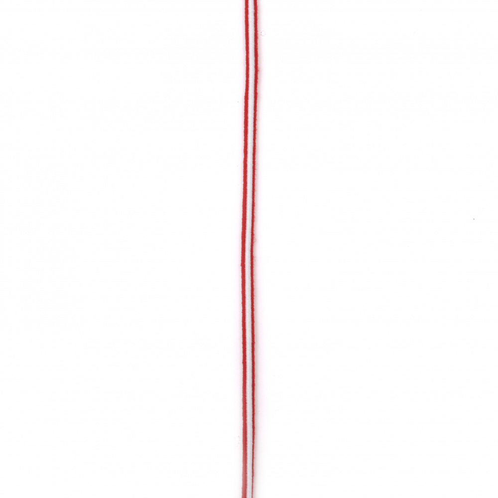 Шнур ластик 3 мм бял и червен полиестер -23 метра
