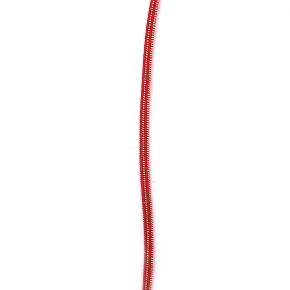 Шнур ластик 4 мм бял и червен полиестер -23 метра