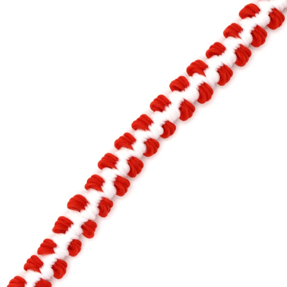 Red-White Polyester Elastic String / 10x4 mm - 5 meters