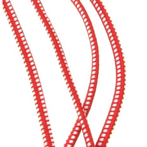 Red-White Elastic MARTENITSA Strip / 4 mm, K - 30 meters