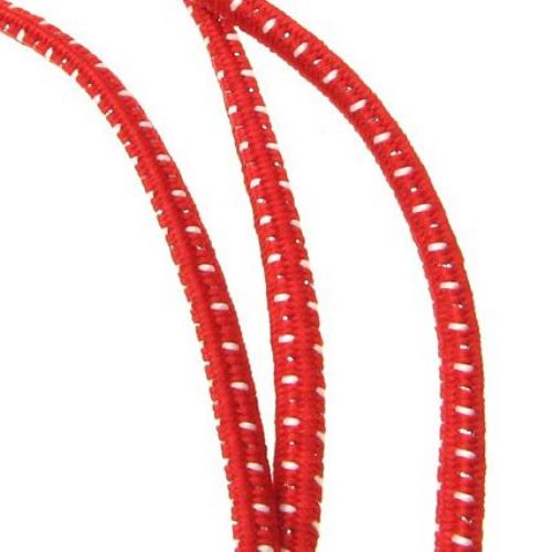 Red-White Elastic Cord for DIY MARTENITSAS / 4 mm, K - 30 meters