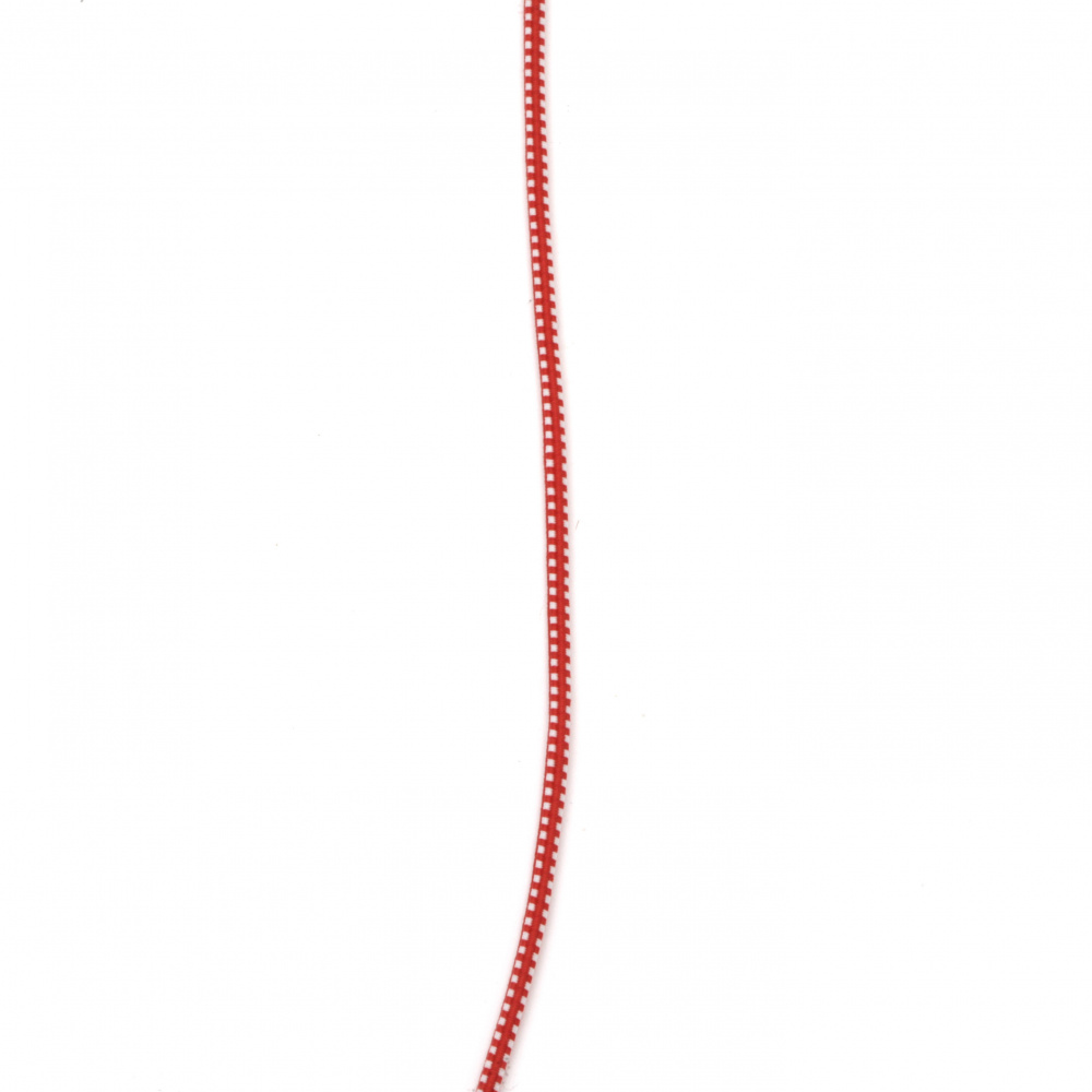 Шнур ластик 2.5 мм бял и червен полиестер -23 метра