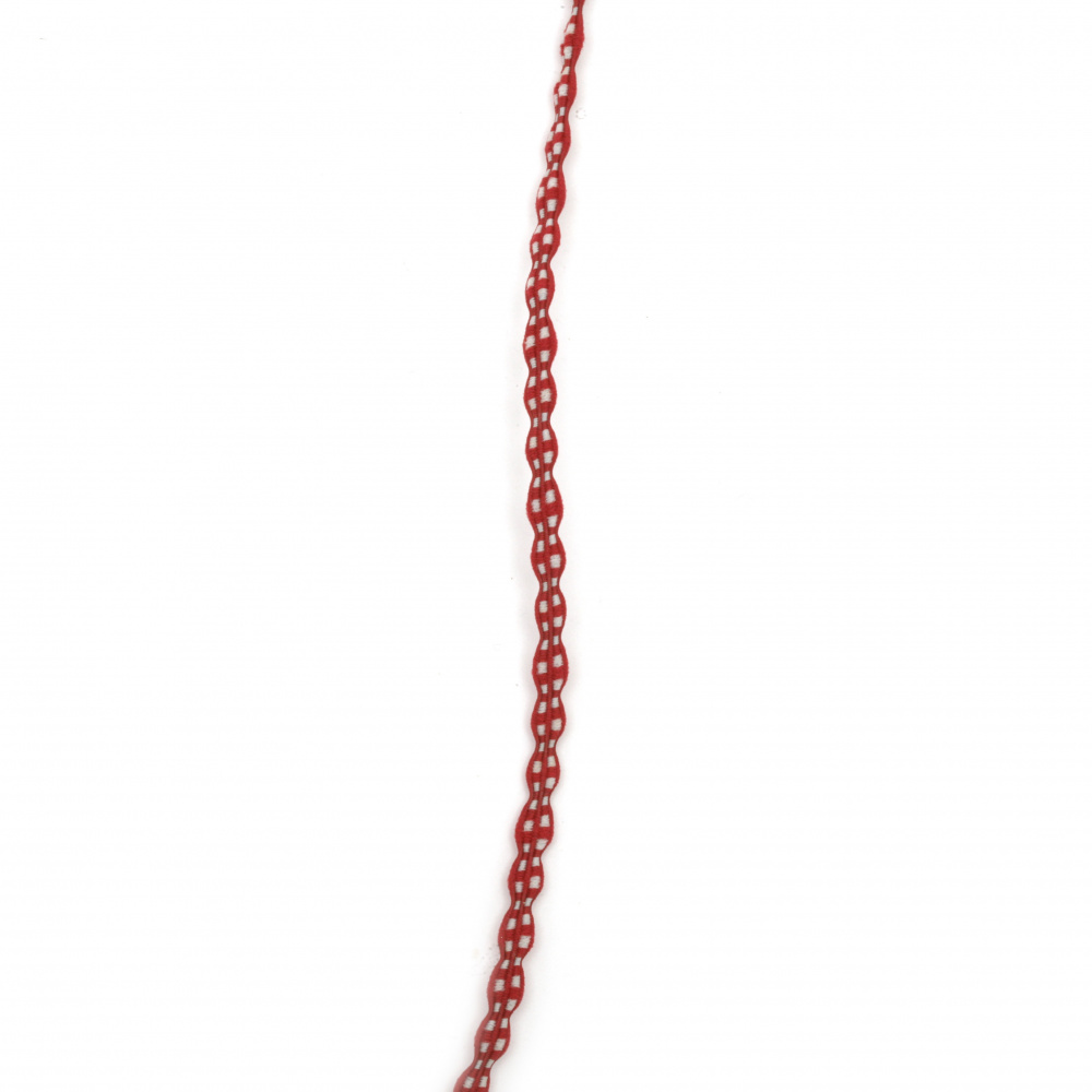 Шнур ластик 4 мм бял и червен полиестер -23 метра