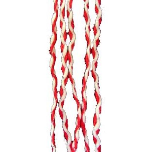 MARTENITSA Red-White Braid with Silver Metallic Thread (Lame), 3 mm, K - 30 meters