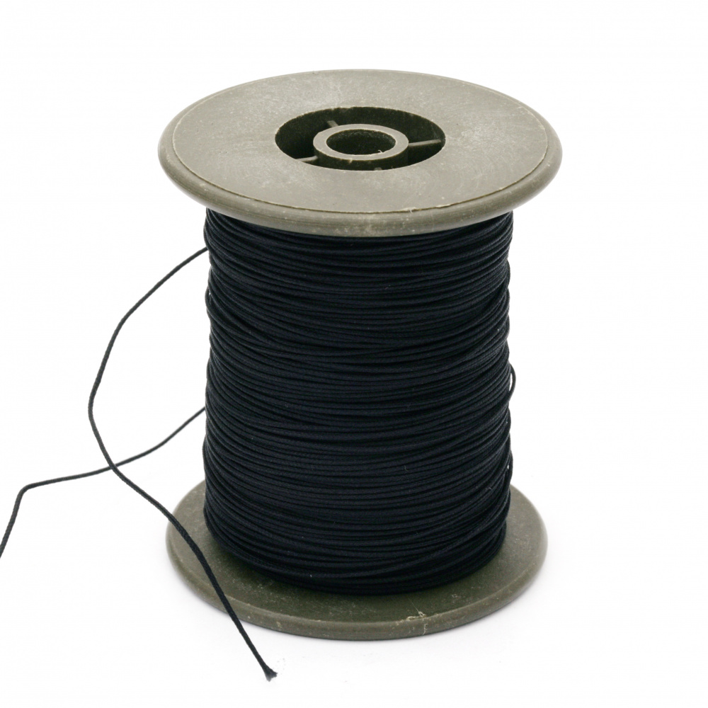 Snur din poliester cu baza de cablu 0,8 mm negru ~ 100 metri