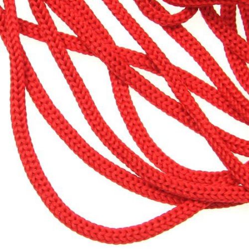Полиестерен шнур 3 мм цвят червен (за торбички) -100 метра