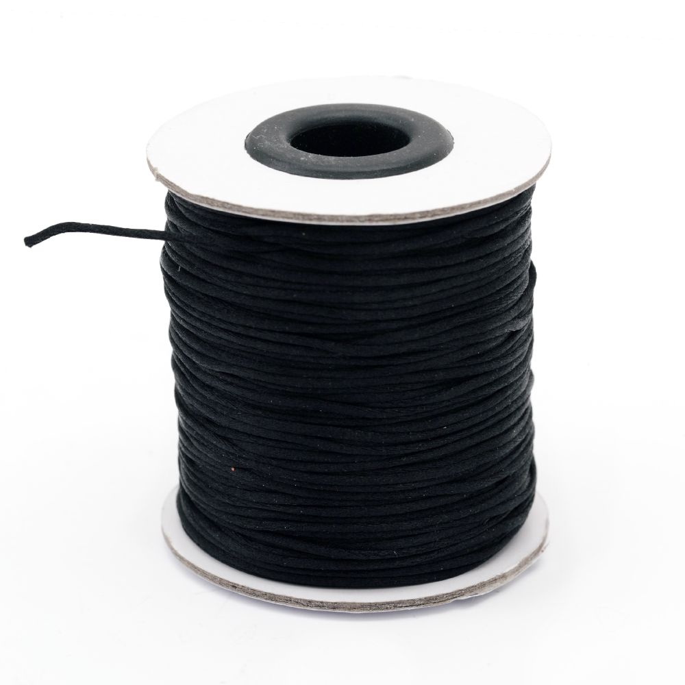 Shiny Polyamide Cord / 1 mm / Black - 10 meters