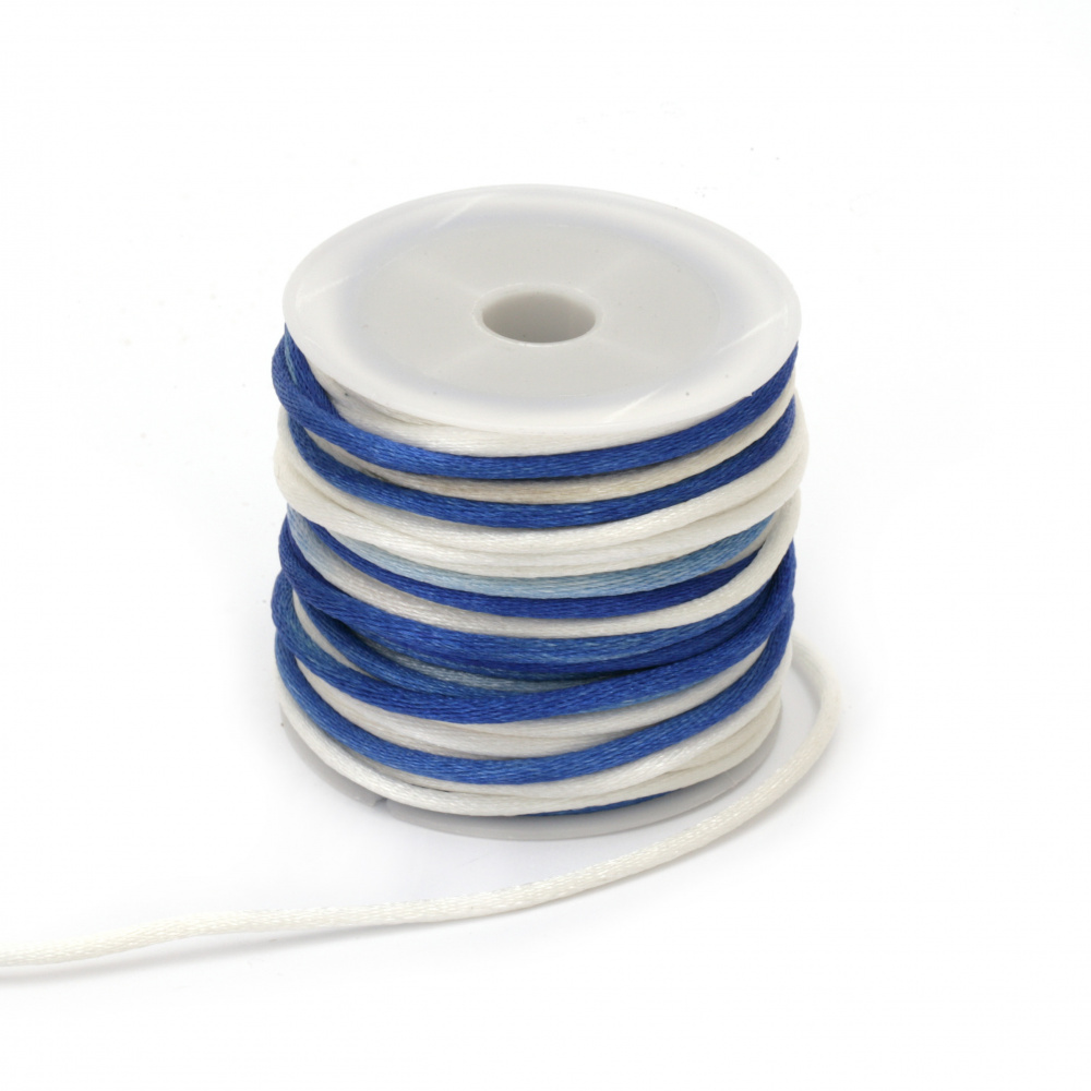 Snur poliamidă strălucitor 2 mm alb albastru melanj -10 metri