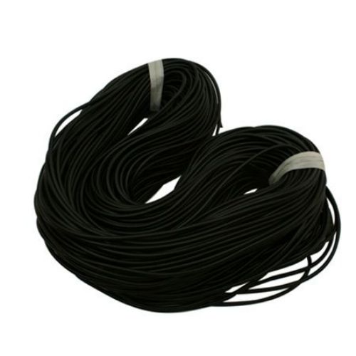 Sillicone Rubber Cord, 2 mm black hole 0.5 mm -5 meters