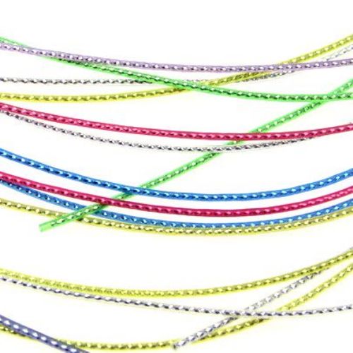 Rubber Cord, Flat 1.3 mm 20 pieces x 1 meter melange with lama