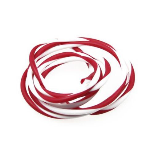 Rubber Cord, white and red 4 mm -5 meters