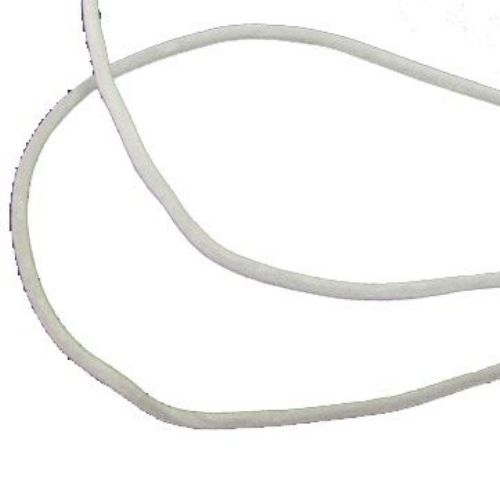 Шнур шлауфка 3 мм дупка 1 мм кадифе цвят бял -5 метра