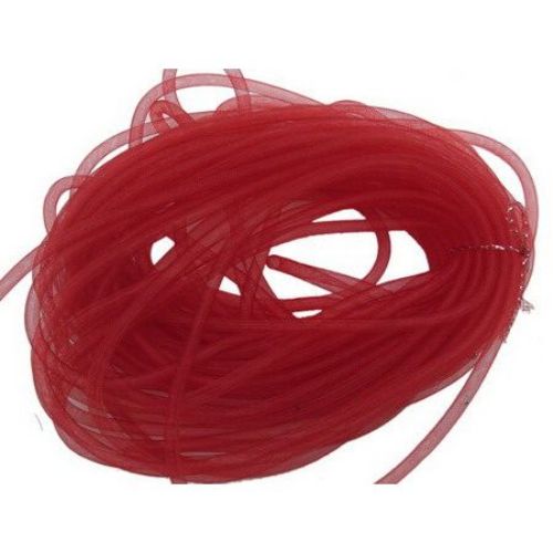 Шнур мрежест тръбичка 8 мм червен -6 метра
