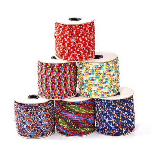 Cloth Cord, Ethnic Cord 6mm round different styles -1 meter