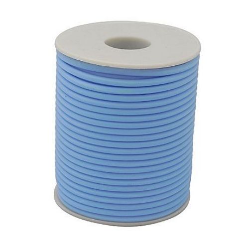 Rubber Cord, 2 mm hole 0.5 mm sky blue -52 meters