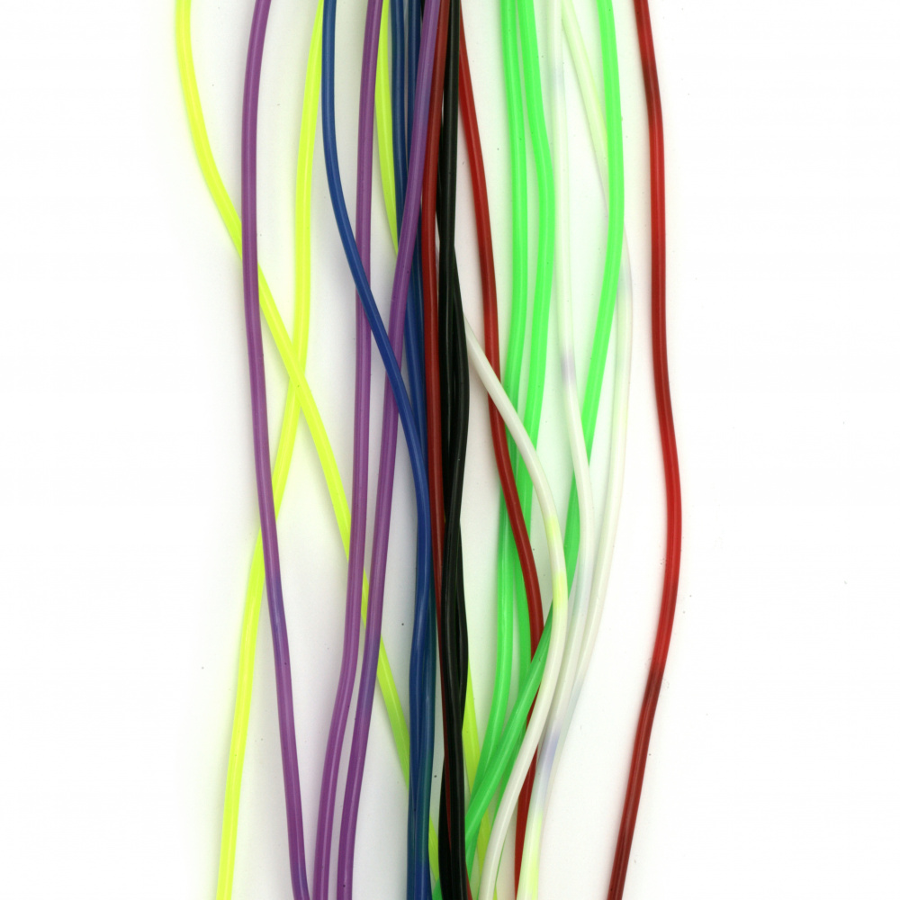 Силиконов шнур микс от 7 цвята 2 мм 20 броя x1 метър 
