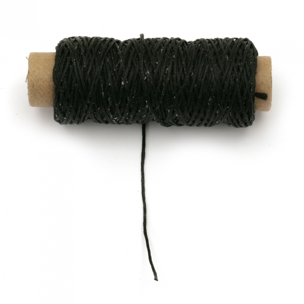 Wax thread 0.8 mm black - 50 meters