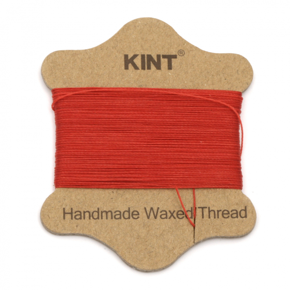Handmade Waxed Thread, 0.45 mm, Red ~ 20 meters