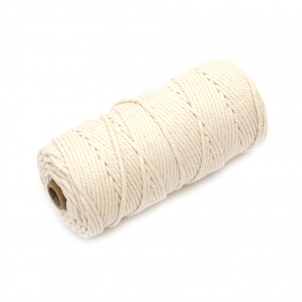 Cotton Cord for Decoration / Size: 3 mm,  100 meters, Color: Ecru