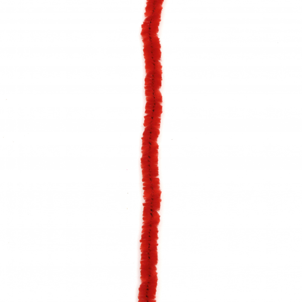 Полиестерен шнур плюш 10 мм червен -50 метра