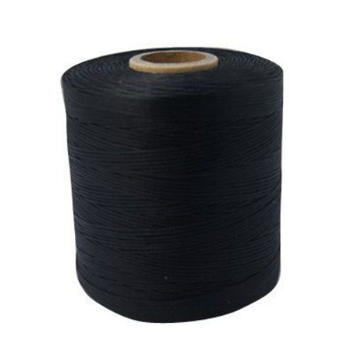 Cotton cord with wax 1x0.4 mm black ~ 20 meters