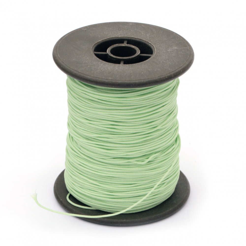 Polyester jewellery cord with cord0.8 mm green light ~ 100 meters