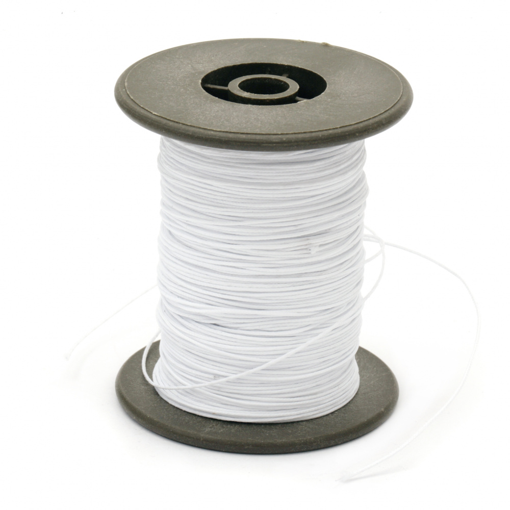 Polyester jewellery cord with cord base 0.8 mm white ~ 56 meters