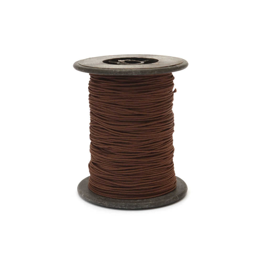 Polyester jewellery cord with cord0.8 mm brown light ~ 56 meters