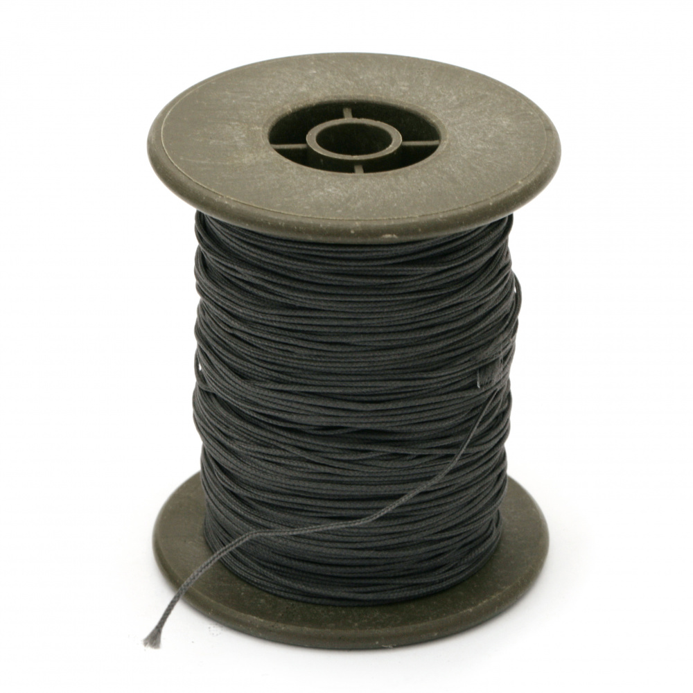 Polyester jewellery cord with cord0.8 mm gray dark ~ 56 meters