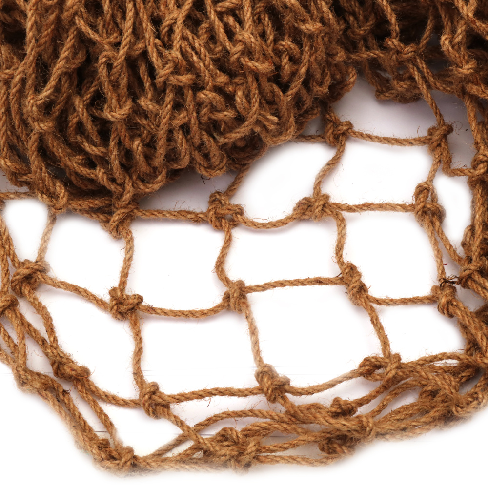 Hemp Rope Net for Decoration / 1x2 meters, Thickness: 4 mm, Square Size: 6 cm 