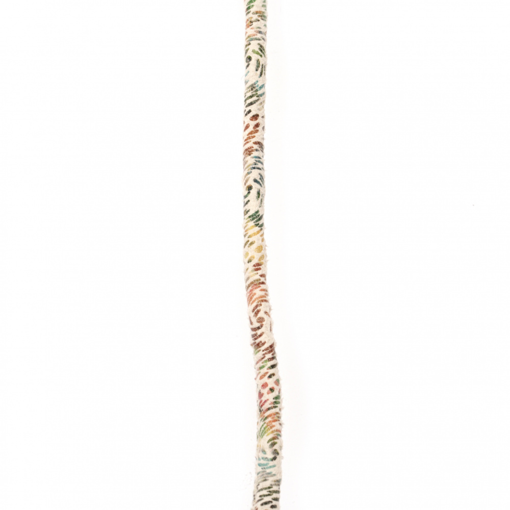 Κορδόνι ύφασμα στρόγγυλο 7 mm με γέμιση πολύχρωμα σχέδια-1 μέτρο