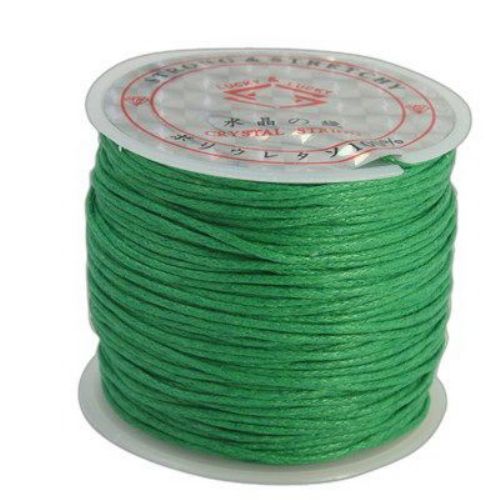 Starched Cotton Cord for DIY Jewelry Accessories, 1 mm, Green ~ 25 meters