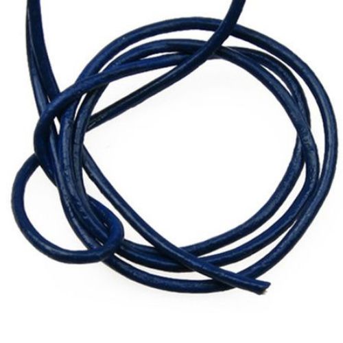 Jewellery leather cord 2 mm blue dark -1 meter