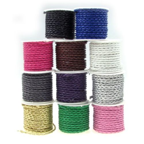 Faux Leather Cord 3 mm, Assorted Colors -3 meters