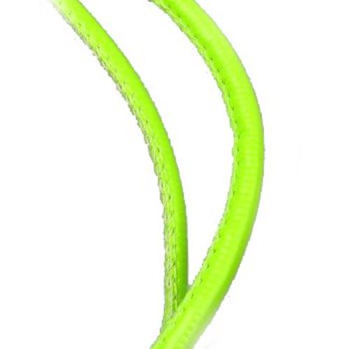 Artificial leather  band  4 mm with neon green filling -1 meter