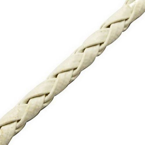 Artificial leather cord 3 mm round knitted color white -5 meters