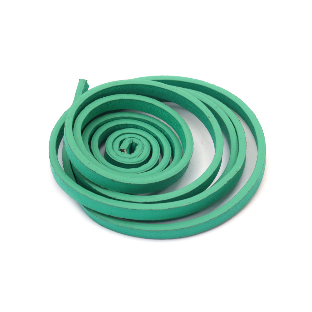Eco leather ribbon 5x2 mm color light green - 1.20 meters
