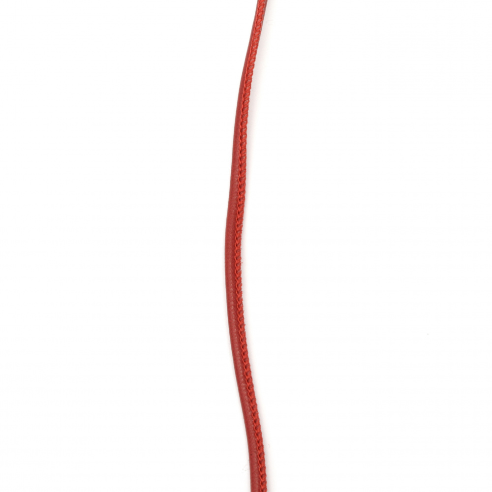 Eco leather cord 4x2 mm with red filling -1 meter