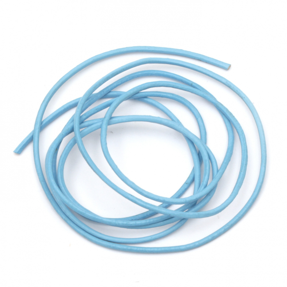 Natural leather cord1.5 mm blue light - 1 meter