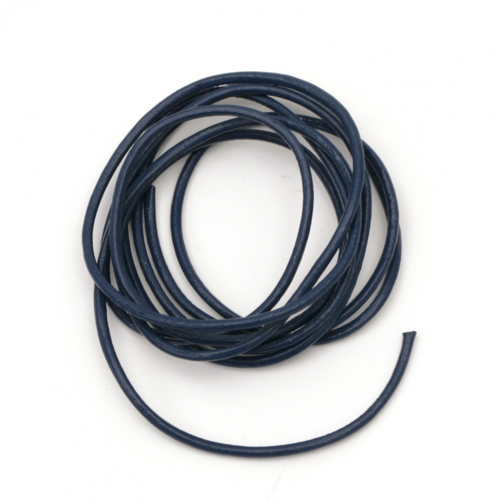 Natural leather cord 1.5 mm blue - 1 meter