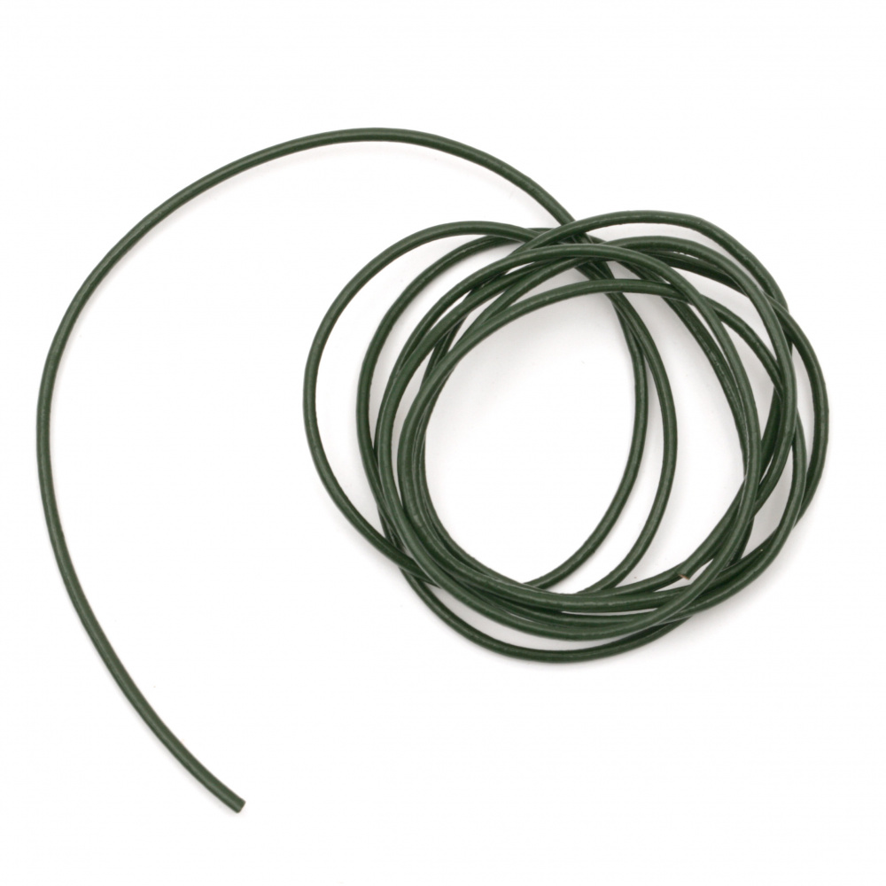 Natural leather cord1.5 mm green dark - 1 meter