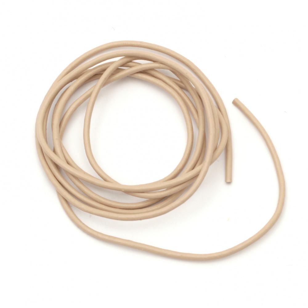 Natural leather cord1.5 mm light cappuccino - 1 meter