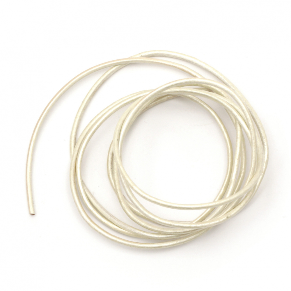 Natural leather cord1.5 mm pearl ivory - 1 meter