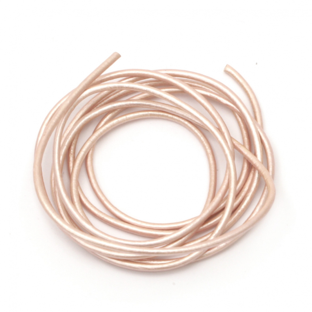Natural leather cord1.5 mm pearl pink - 1 meter