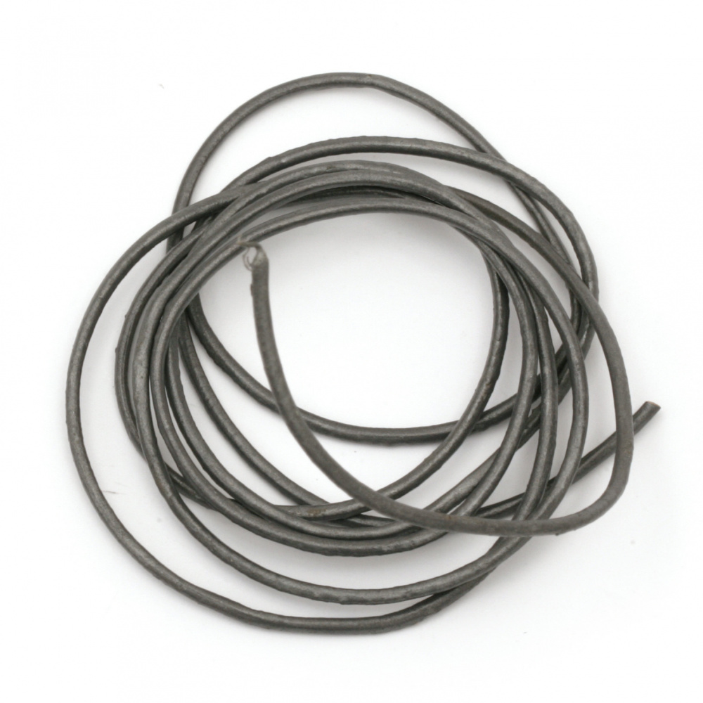 Natural leather cord 1.5 mm pearl gray - 1 meter