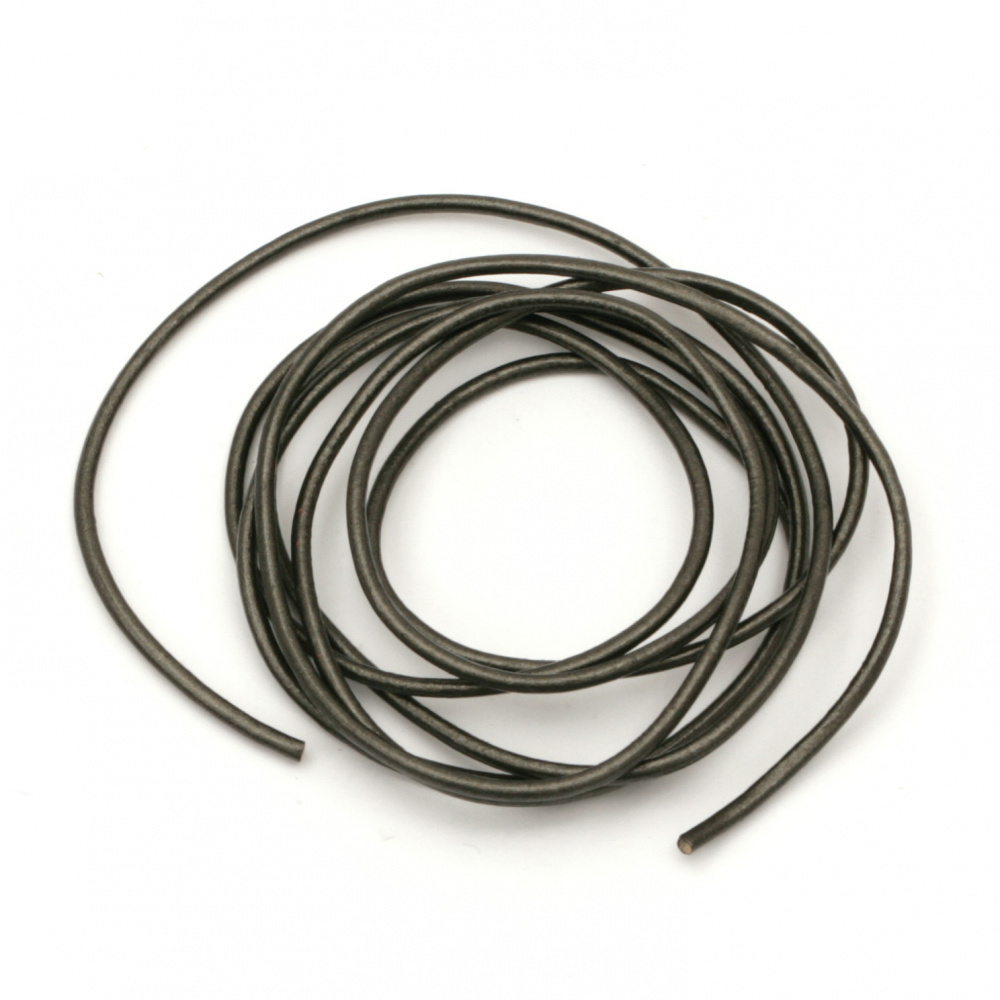 Natural leather cord1.5 mm pearl graphite color - 1 meter