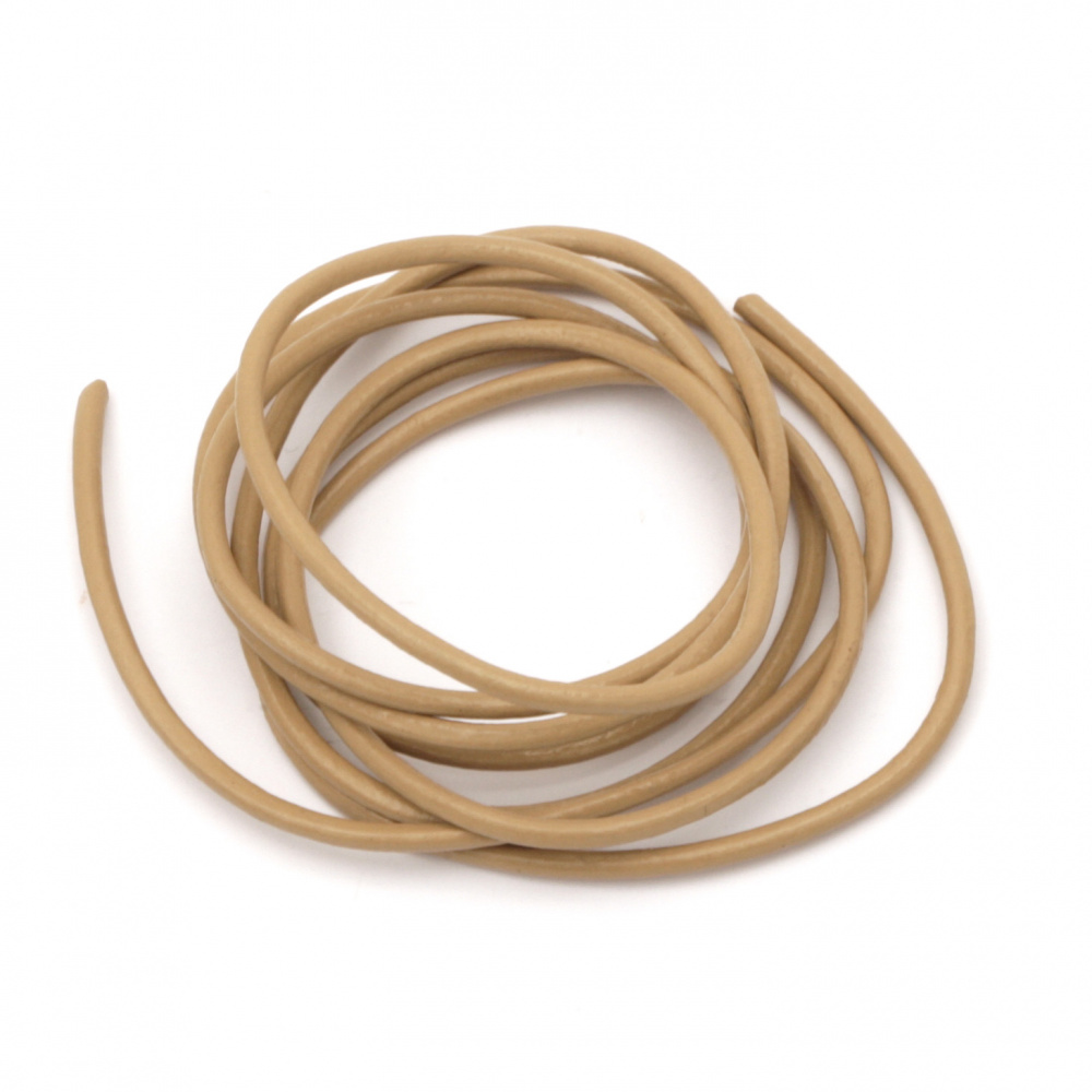 Natural leather cord 2 mm beige - 1 meter