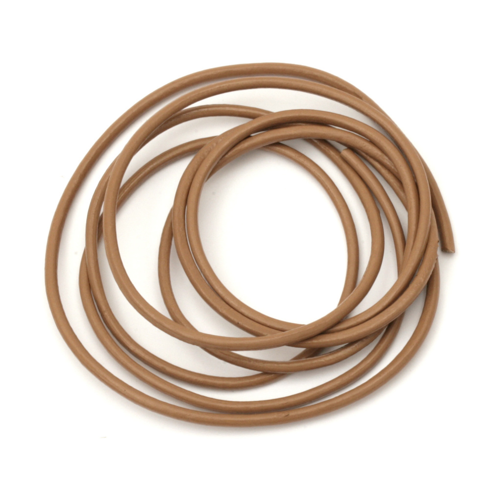Natural leather cord 2 mm chocolate - 1 meter