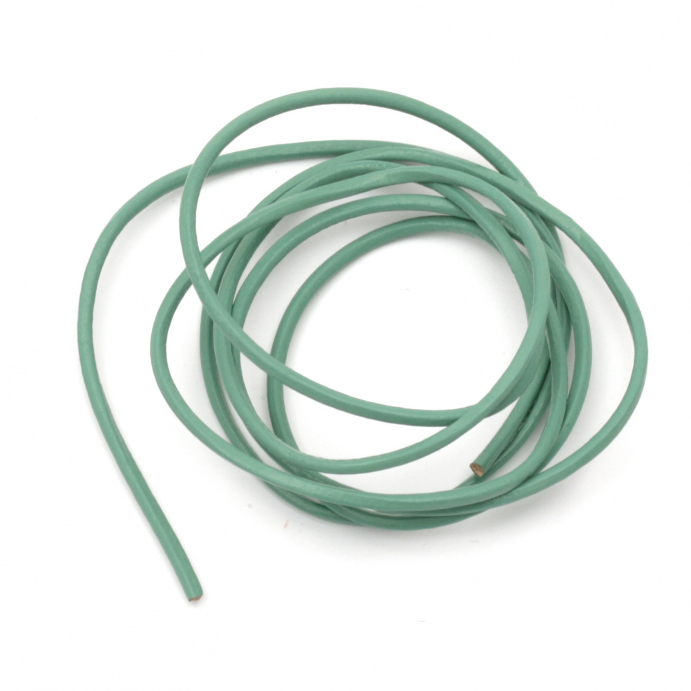 Natural leather cord2 mm dark turquoise - 1 meter